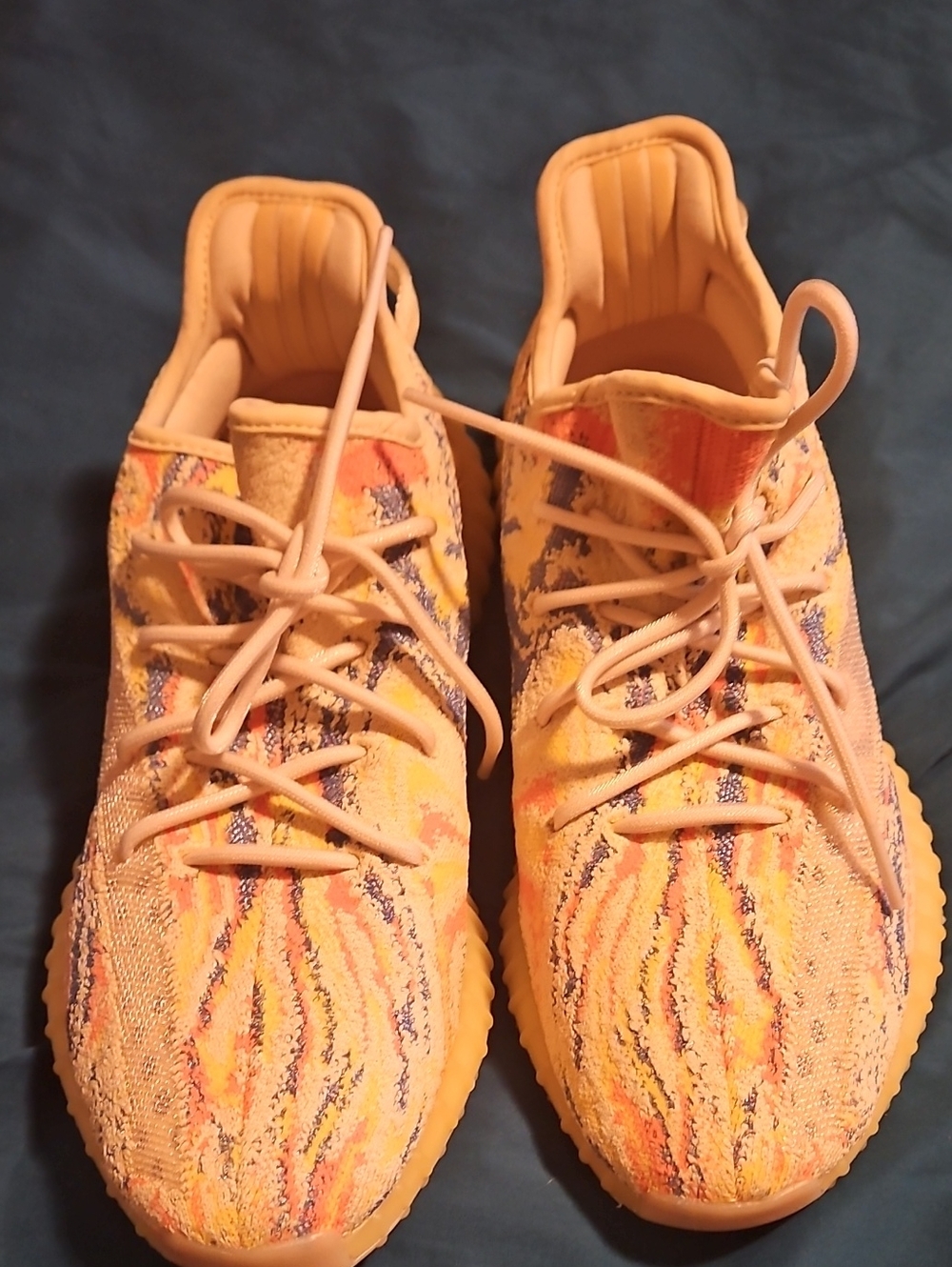 Yeezy Multicolor Knit Sneaker in Yellow, Orange, Blue Accents 350 Mx Oat